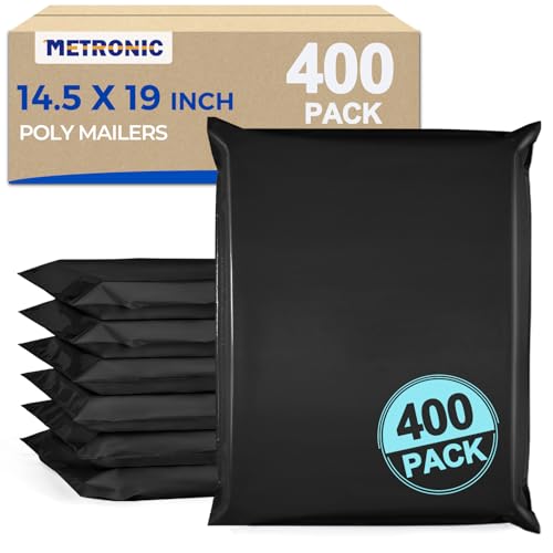 Metronic Large Poly Mailers 14.5x19 Inch 400PC Shipping Bags for Business - color: Black, size: 14.5x19 400PC