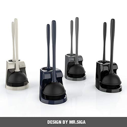 MR.SIGA Toilet Plunger and Brush Combo for Toilet Cleaning, Black, 2 Set - color: Black, size: 6.3 x 8.2 x 18.1 inch