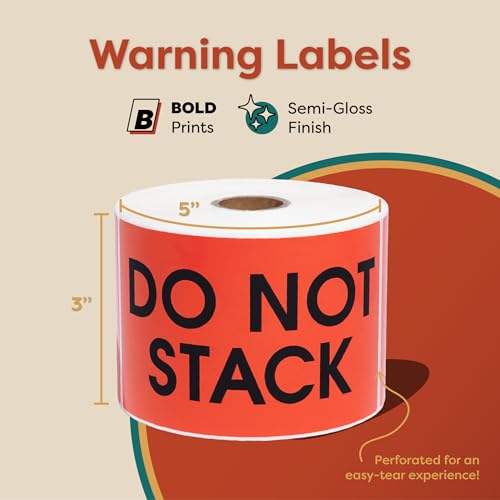 Aegis Adhesives - 3" X 5" Red Do Not Stack Stickers (1 Roll, 500/Roll) - color: Red (Do Not Stack)