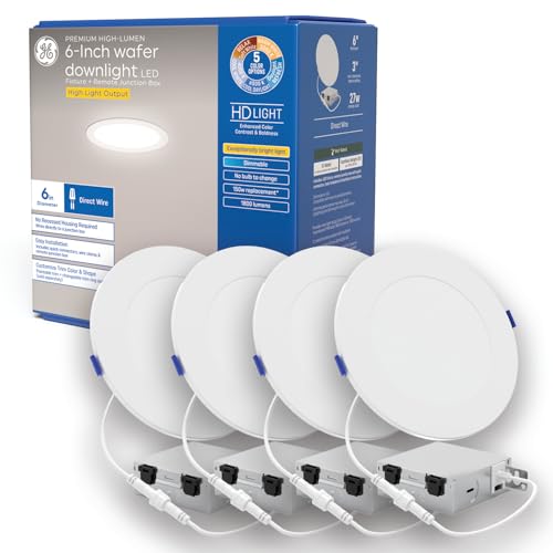 GE Color Select LED Wafer Downlight, Premium High-Lumen Direct Wire (4pk) - style: 1800 Lumens