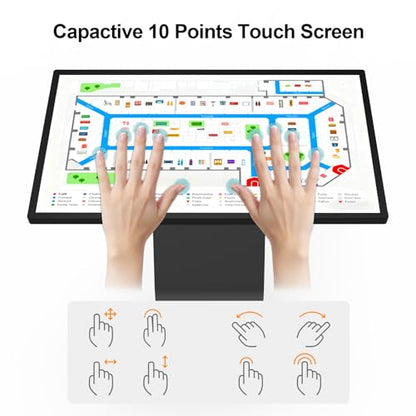 43 Inch Touch Screen Kiosk, 10pt PCAP Touch Screen Digital Signage, Plug&Play K-Style Indoor Digital Signage, Interactive LCD Display Signage, CMS/U-Disk Publish Content, Split Screen, Android 11 - color: 43"+Black (Android OS)