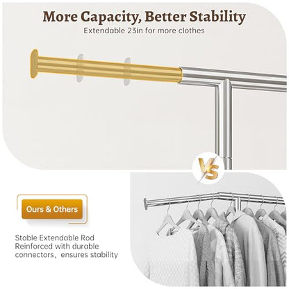 Raybee heavy duty clothes rack with wheels, 485LBS, Bottom Storage Basket - color: Chrome, style: Single Rod