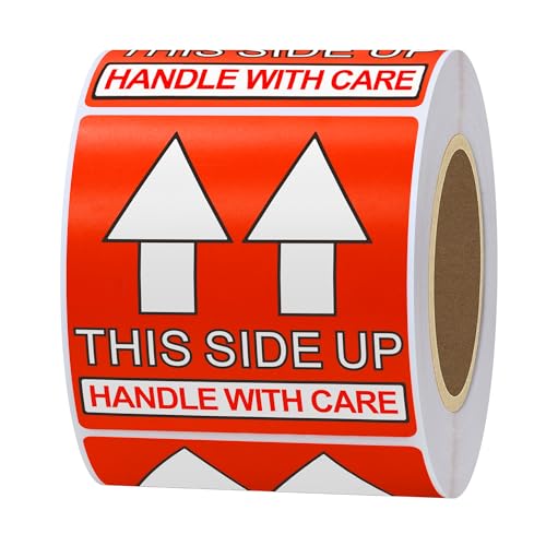 Hybsk 2x2 Inch This Side Up Warning Stickers for Shipping and Packing Total 300 Per Roll