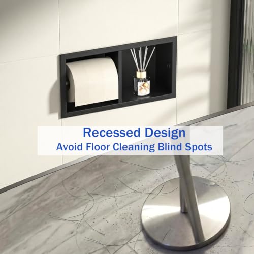 Dual Roll Toilet Paper Holder, Recessed Toilet Tissue Holder - color: Matte Black