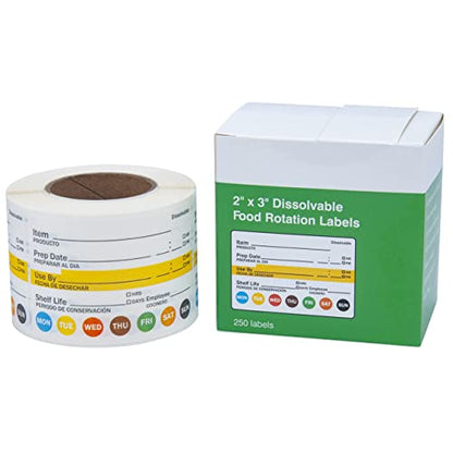 LLIKED 2"x3" Dissolvable Labels 250 Pcs Shelf Life Food Rotation Use by