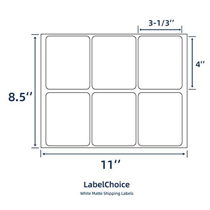 100 Sheets 600 Pcs 3-1/3 x 4 6 Up Shipping Address Labels for Laser & Inkjet Printers, 3-1/3" x 4" 6 per Sheet Shipping Mailing Stickers, 6 Labels per Page - size: 3-1/3"x4"--600 Labels