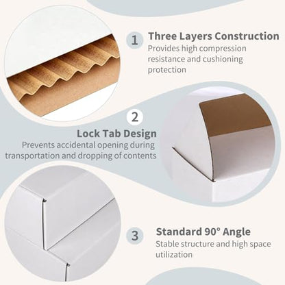 Fishat 12" x 10" x 4" White Corrugated Cardboard Shipping Boxes Set of 15 - size: 12" x 10" x 4"
