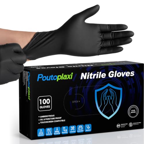 Nitrile Disposable Gloves 5 Mil, Small, 100 Count - color: Black, size: Small