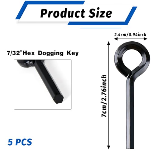 Abeillo 5 Pack Allen Wrench Door Key with Full Loop, 7/32-inch Black Hex Key Dogging Key for Push Bar Panic Exit Device, Standard Metal Allen Key Sets - size: 7/32in
