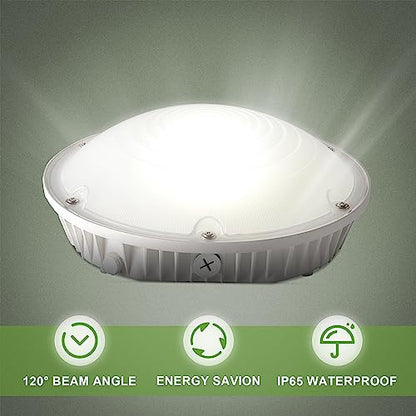 Round LED Canopy Light, 30/40/60W Selectable, 5000K, Surface Mount