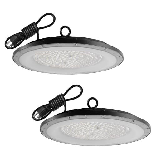 2 Pack UFO LED High Bay Light,6500K 150W, Power Cord Included, High Bay LED Shop Lights,21000 LM High Bay LED Lights,IP65 Waterproof Shatterproof Fixture - size: 150W-2pack