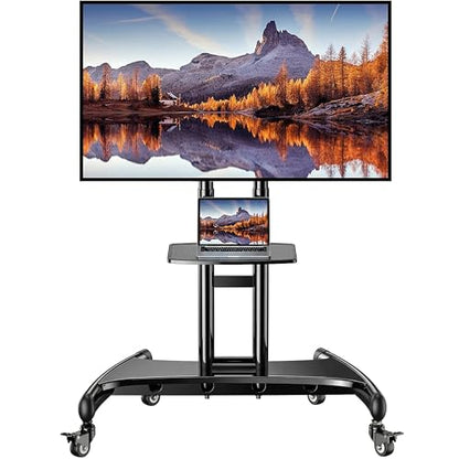Perlegear Rolling TV Stand for 32-84 Inch TV, Mobile TV Cart up to 100lbs, Adjustable Height Outdoor TV Cart with Heavy-Duty Base, VESA 600x400mm, Portable TV Stand on Wheels for Livingroom PGTVMC05-1 - size: for 32-84 Inch TVs, style: Basic with Manual L