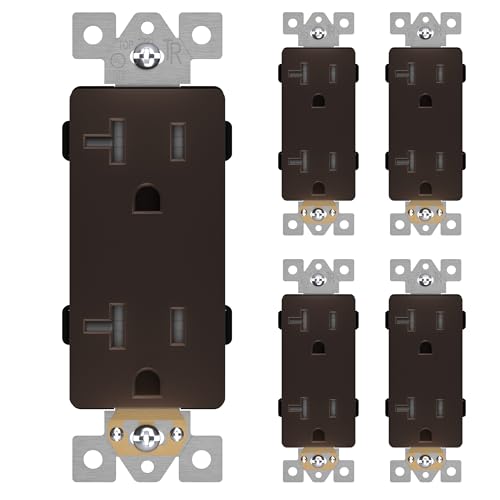 LIDER Decorator Receptacle, Tamper-Resistant Wall Outlet, 20A, 5-Pack - color: Brown, size: 20 Amp (No Wall Plate)