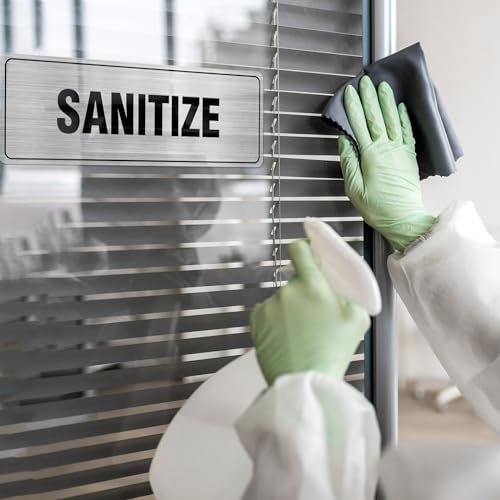 EVQ Wash Rinse Sanitize Sink Sign Aluminum Metal Silver 9 x 3 Inch 3 Pack - color: WASH RINSE SANITIZE - 9"×3"