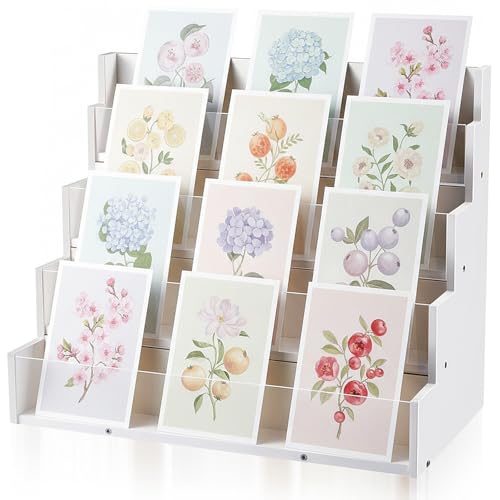 Yuntau 4 Tier Greeting Card Display Stand, White - color: White, size: 4 Tier