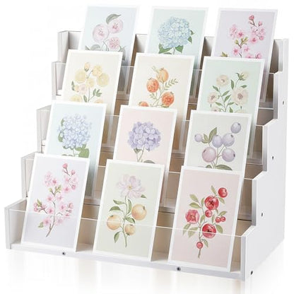 Yuntau 4 Tier Greeting Card Display Stand, White - color: White, size: 4 Tier