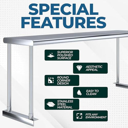 12x24 Single Overshelf for 24" Prep Table, NSF - size: 12"x24"