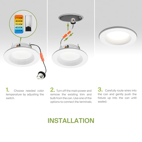 ASD 1 Pack 4 Inch Retrofit LED Recessed Light, 5CCT Wafer Lights - color: White, size: 1 Pack
