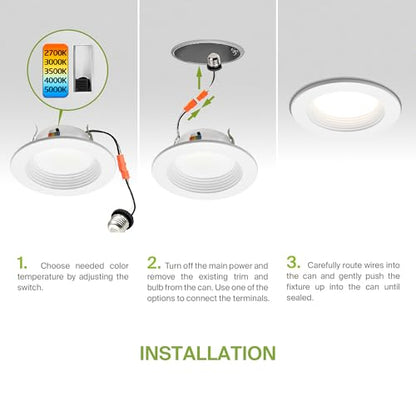 ASD 1 Pack 4 Inch Retrofit LED Recessed Light, 5CCT Wafer Lights - color: White, size: 1 Pack