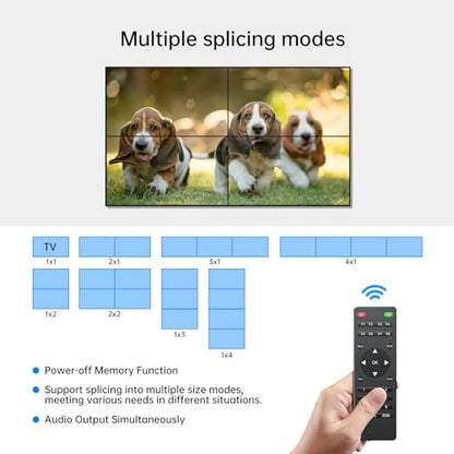 4K@60Hz Video Wall Controller 2x2, HDMI Video Wall Processor Supports 180° Rotation, 1x1,1x2,1x3,1x4,2x1,2x2,3x1,4x1 - size: 1 in 4 out - 2x2 - 180° rotate