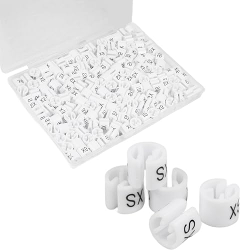150Pcs Clothes Hanger Size Color-Coding Garment Size Markers - color: White-xs