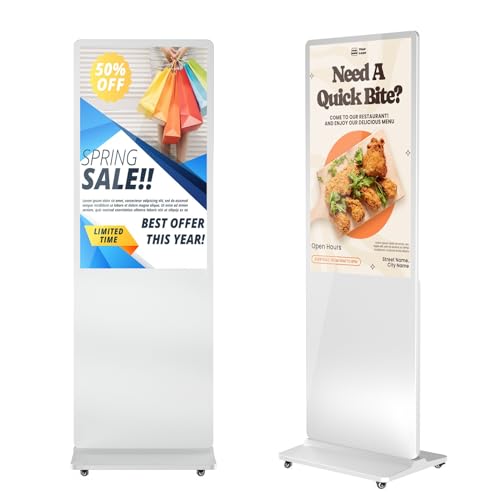 MWE 37 Inch Digital Signage Displays, LCD Screen Advertising Kiosk with Custom Service, Indoor Floor Standing Commercial Totem, Android System Vertical Poster with Auto Media Player-White - color: White, size: 37 inch, style: NonTouch-Screen