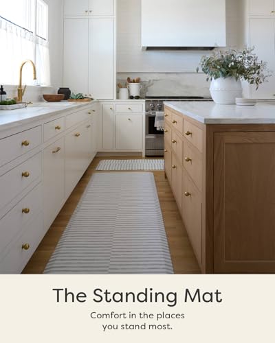 House of Noa Nama Standing Mat – Anti-Fatigue Kitchen Mats for Floor, Cushioned & Non-Slip Kitchen Comfort Mat for Standing, Thick Foam Anti-Fatigue Mat for Kitchen & Workspaces, Reese Ash 22" x 54" - color: Ash, size: 54"L x 22"W x 0.8"Th