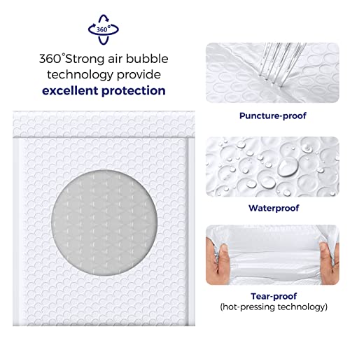 Fuxury Bubble Mailers 8.5x12" 25 Pack Self-Seal Adhesive Padded Envelopes - color: White, size: 8.5x12" 25PC
