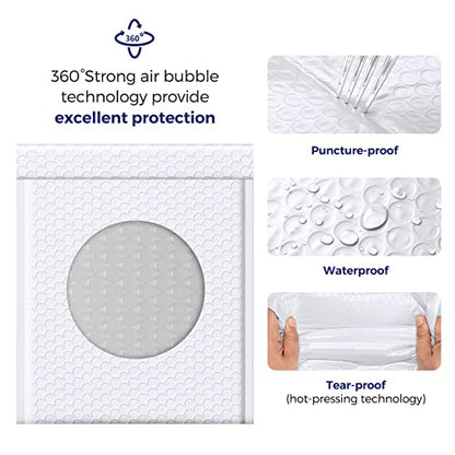 Fuxury Bubble Mailers 8.5x12" 25 Pack Self-Seal Adhesive Padded Envelopes - color: White, size: 8.5x12" 25PC