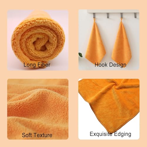 Premium 400 GSM Microfiber Cleaning Cloths, 12 Pack Ultra Absorbent Lint-Free Cleaning Rags & Towels for Car Detailing, Kitchen, Glass & Household Cleaning, Reusable Washable 12" x 12" - color: Orange