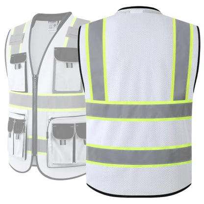 JKSafety Reflective Safety Vest for Men Cushioned Collar JK89M White S - color: Mesh-white, size: Small