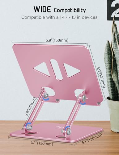 Aoviho Tablet Stand for Desk,Adjustable Tablet Holder,Rose Gold - color: Rose Gold
