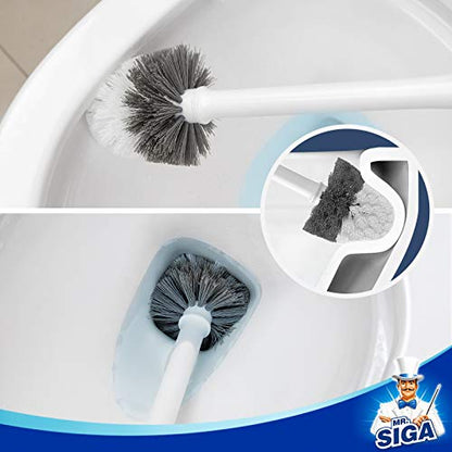 MR.SIGA Toilet Bowl Brush and Holder, Sturdy Long Handle, White, 12 Pack - color: White, size: One Size (Pack of 12)