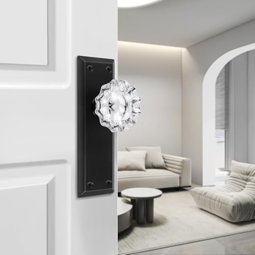 Vintage Glass Dummy Door Knobs Interior Single Sided, Matte Black - color: Matte Black, size: Single Dummy