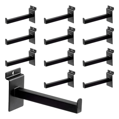 6 Inch Square Tubing Slatwall Shelf Bracket , Heavy Duty Slat Wall Floating Shelf Bracket with Lip, Slatwall Accessories for Retail Display,Garage (12Pcs, Black) - size: 6 Inch