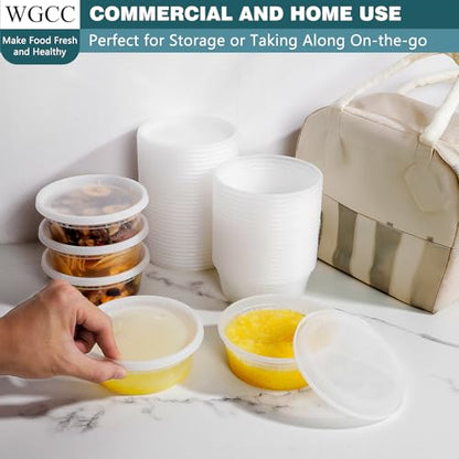 Deli Containers with Lids 8oz- Disposable Soup Containers with Lids 48 Sets - Plastic Container with Lid, Food Container with Leakproof, BPA Free/Microwave/Freezer/Dishwasher Safe - size: 8oz-48pc