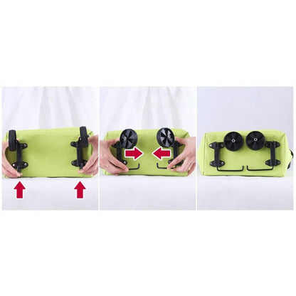 Foldable Wheeled Grocery Bag - Water-Resistant Rolling Tote - color: Blue Flower