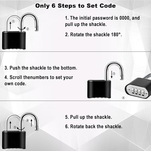 2pcs Combination Lock, 4-Digit Heavy Duty Combo Lock - color: 2pcs-Short-Black