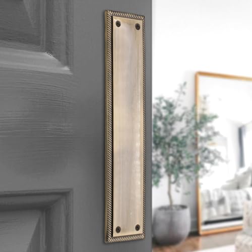 Infinity Decor Antique Brass Georgian Roped Edge Design Finger Push Plate Brass Door Protector 290 x 67mm - for Interior and Exterior Doors