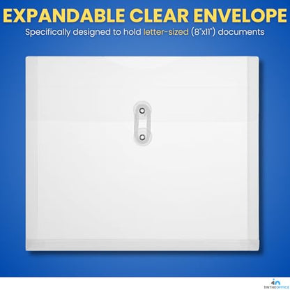 1InTheOffice Poly Envelopes Button & String Closure, Expanding Wallet, Letter Size, Clear, 10/Pack - size: One Size