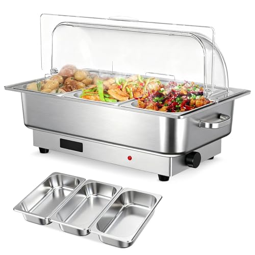 GarveeHome Electric Chafing Dish Buffet Set - size: 3 x 1/3 Pan