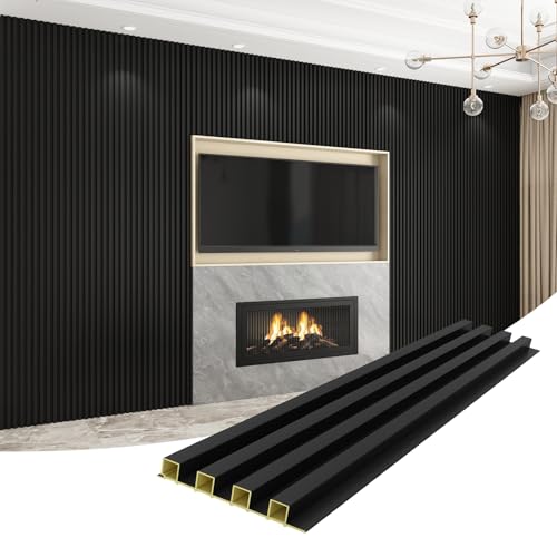 Slat Wall Panel 8-Pack, 108’’x6.1’’, Black - size: 108’’x6.1’’-Black