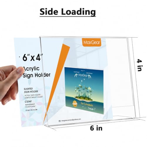 MaxGear Acrylic Sign Holder 4 x 6 Inches 6 Pack, Horizontal L Shape - color: Clear, size: 6"x4"-6 Pack