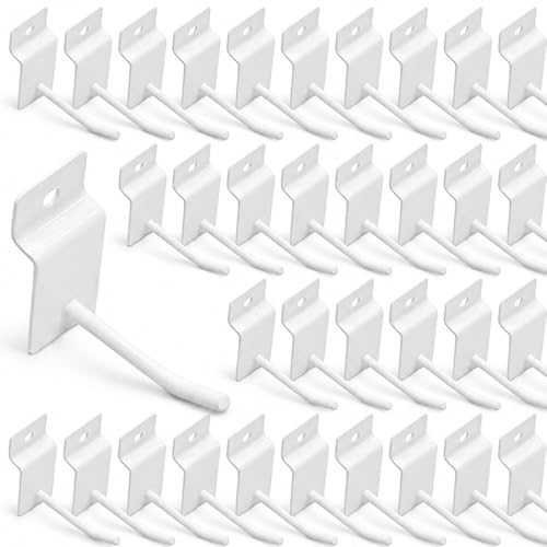 100Pcs Slatwall Hooks Bulk Set, Heavy Duty Slat Wall Hanging Hook and Hanger, Slatwall Pegboard Accessories for Retail Shop Display, Garage Organization (White, 2 Inches/5 CM) - color: White, size: 2 Inches/5 CM
