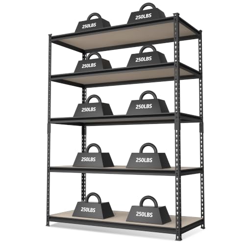 WORKPRO 5-Tier 2500 LBS Load Shelving with Particle Board, 48”Wx24”Dx72”H