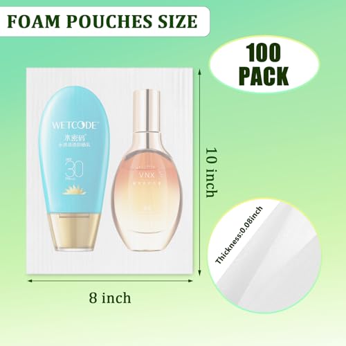 100 Pack Foam Pouches 8x10in, Cushion Foam Wrap for Moving - size: 8x10 inch