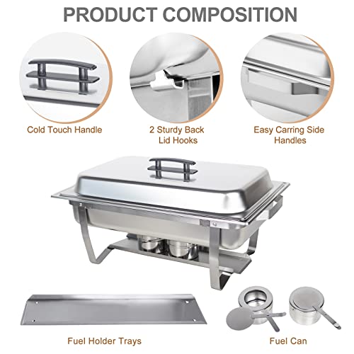 Valgus 4-Pack 8 Qt Stainless Steel Chafing Dish Buffet Set for Catering