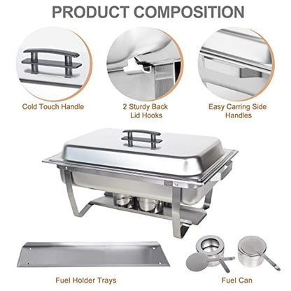 Valgus 4-Pack 8 Qt Stainless Steel Chafing Dish Buffet Set for Catering