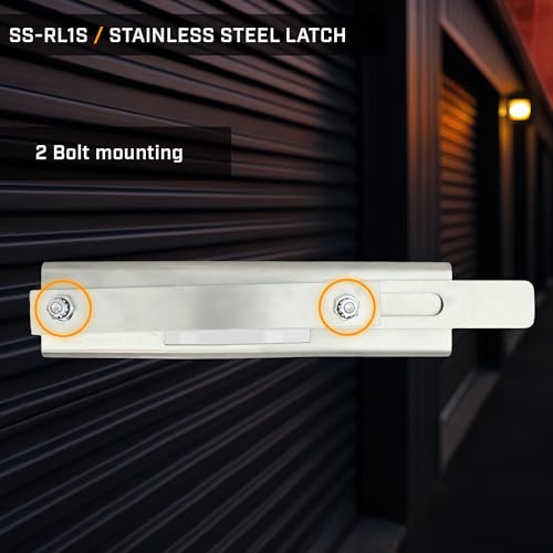 Roll-Lite Original Stainles Steel Latch, 9-1/2" × 2-1/4", 2-Bolt, Universal fit for Flat & Corrugated Doors with Hardware - size: SS-RL1S