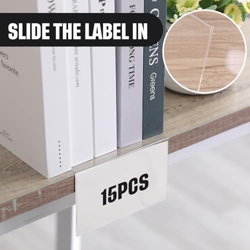 Containlol 15 Pcs Clear Plastic Shelf Label Holders, 5.1 x 3.2 Inch - size: 5.1 x 3.2 Inch
